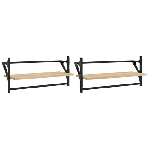vidaXL Wall Shelves with Bars 2 Pcs Black 20x25x30 cm