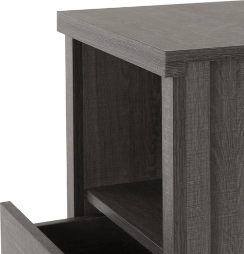 Lisbon 2 Drawer 1 Shelf Bedside Cabinet - Black Wood Grain - Seconique