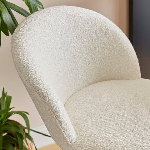 Dunelm Astrid Bar Stool, Boucle, Mid Century, Cream, Ivory, Boucle/Fabric