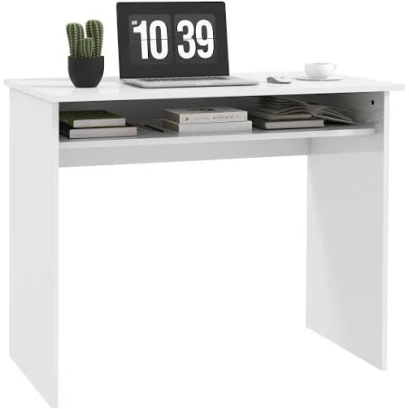 HOMCOM - Computer Desk Writing Table Study Workstation Storage - White
