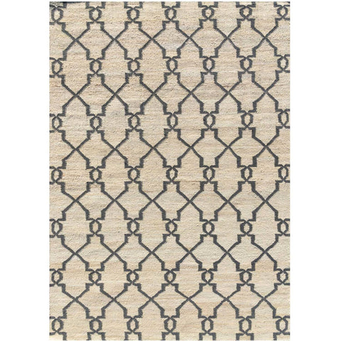 Cream Trellis Geometric Jute Area Rug - Cream / 280 x 190cm