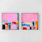 geometric abstract painting 64x64"163x163cm / Stretched+WHITE FRAME