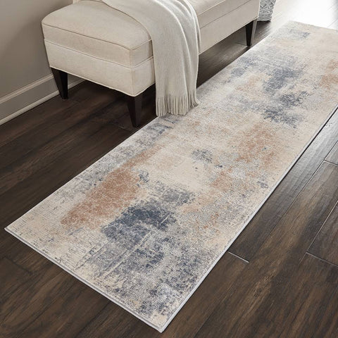 Nourison Rugs - Rustic Textures Runner RUS02 Rug in Beige / Grey - 2.3m x 0.66m