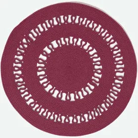Homescapes Plum Crochet Braided Round Rug