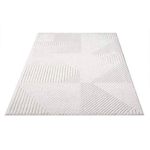 George Oliver Dollie Geometric Machine Woven Cream Area Rug