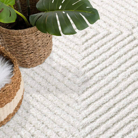 George Oliver Dollie Geometric Machine Woven Cream Area Rug