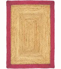 Jute Border Raspberry Circle Rug