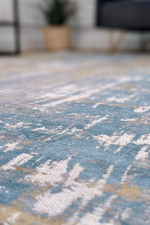 Louis De Poortere Rug Atlantic Long Island Blue 8718 Streaks design