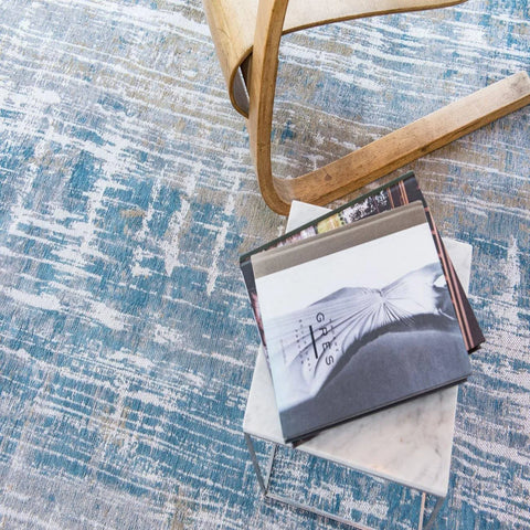 Louis De Poortere Rug Atlantic Long Island Blue 8718 Streaks design