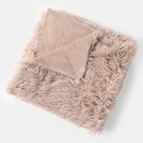 Sienna Fluffy Shaggy Blanket Throw Over Sofa Bed Fleece - Natural