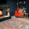Distressed Terracotta Blue Persian Style Washable Non Slip Rug