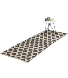 Relaxdays 80 x 200 cm Non-Slip Hand-Woven Diamond Pattern Runner Rug