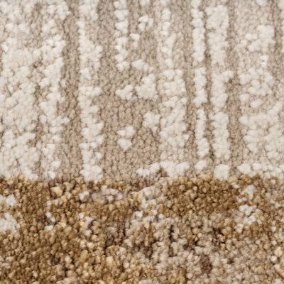 Natural Beige Distressed Bordered Area Rug