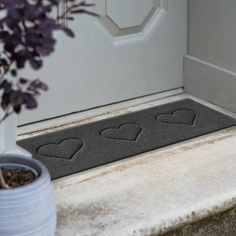 Nicoman PVC Heart Embossed Spaghetti Coil Hallway Kitchen Entrance Runner Rug