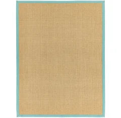Andessi Rugs Sisalis Aqua Bordered Plain Modern Easy to Clean Rug