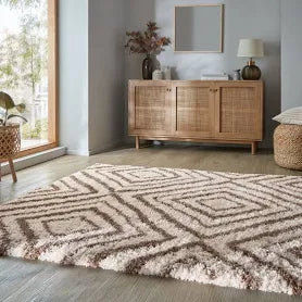 Dunelm Slumber Geometric Shaggy Rug