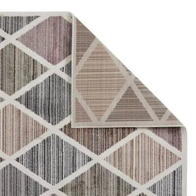 Modern Easy To Clean Multicoloured Chequered Geometric Rug