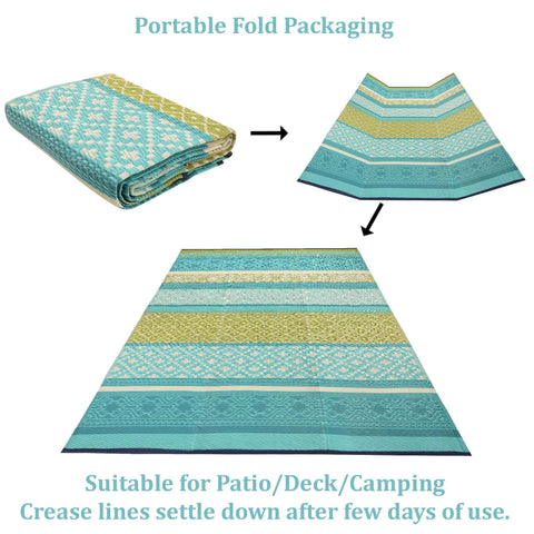 Green Decore Reversible Recycled Plastic Camping and Picnic Rugs