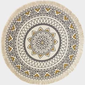 Homescapes Black & Gold Mandala Printed Round Rug