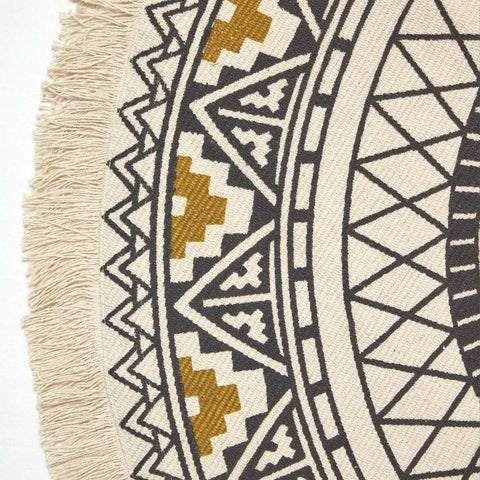 Homescapes Black & Gold Mandala Printed Round Rug