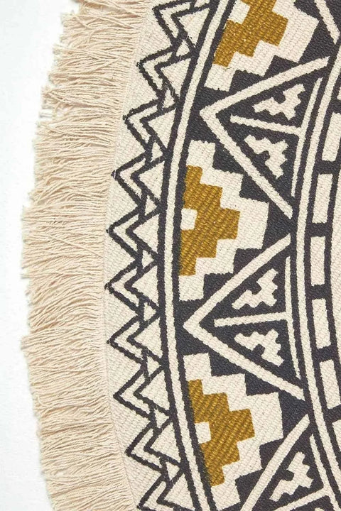 Homescapes Black & Gold Mandala Printed Round Rug