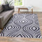 Valencia Modern Ogee Design Carved Area Rugs Navy