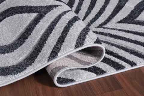 Valencia Modern Ogee Design Carved Area Rugs Navy