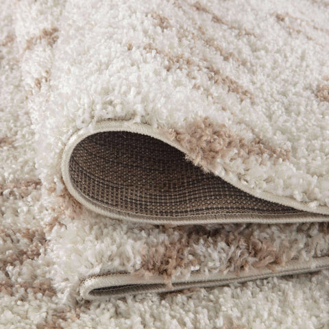 The Rugs Moroccan Shaggy Ivory Beige Living Room Rug