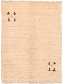 Gabbeh Plain Design Beige, Beige, Wool, 150 x 113 cm Hand Knotted Rug