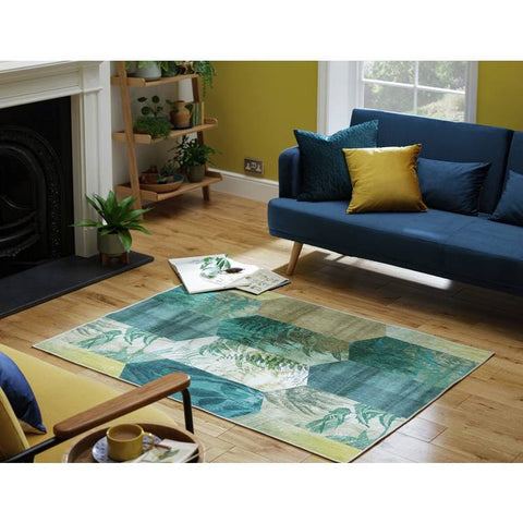 Habitat Eden Leaf Tile Flatweave Rug 170x120cm
