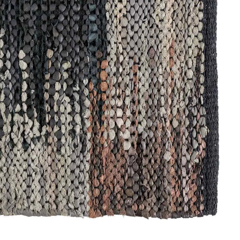 Homescapes Real Leather Handwoven Cutshuttle Rug