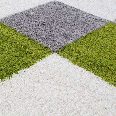 Myshaggy Collection Rugs Geometric Design 381 Green