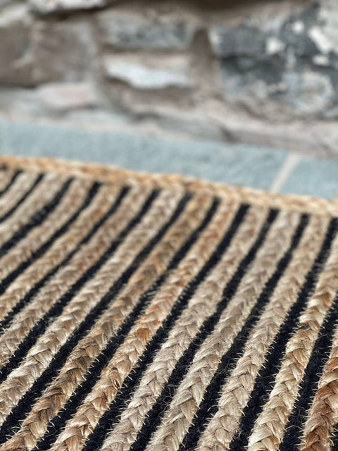 CHAKKAR DARK Stripe Beige Black Rug
