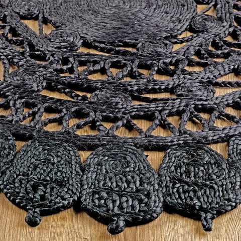 Zarla Black Round Rug