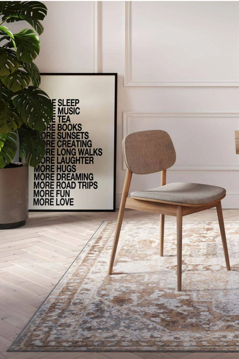 Kukoon Beige Traditional Medallion Bordered Living Area Rug