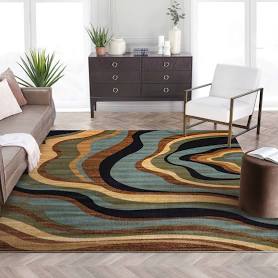 Nirvana Waves Multi Blue Modern Rug
