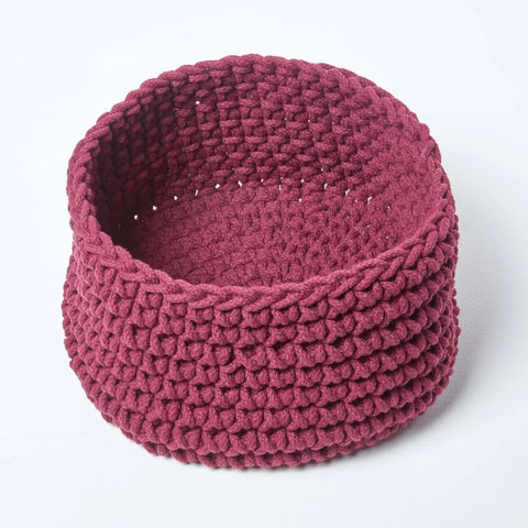 Homescapes Cotton Knitted Round Storage Basket