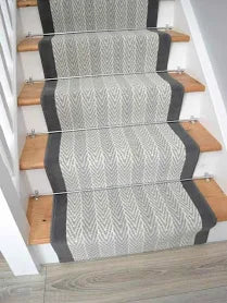 Luna Grey Stairway Carpet Herringbone Design Cut To Size Long Narrow Hallway Stair Runner Rugs (60cm, 15ft (457cm))