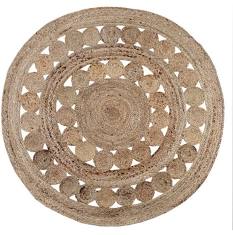 Gherana Circle Rug Jute in Flat Weave Round Design / 150 cm Diameter