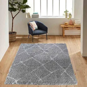Moroccan Berber Shaggy Rugs Living Room Scandi Design - Grey