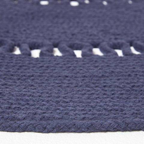 Homescapes Navy Crochet Braided Round Rug