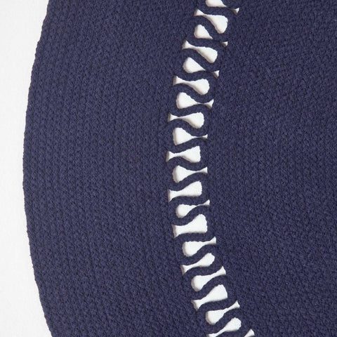 Homescapes Navy Crochet Braided Round Rug