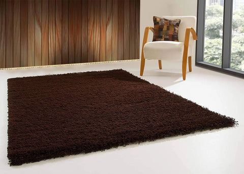 HMWD Modern Chocolate Brown Fluffy Deep Pile Anti Skid Area Shaggy Rug