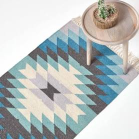 Homescapes Helsinki Handwoven Geometric Pattern Kilim Wool Rug