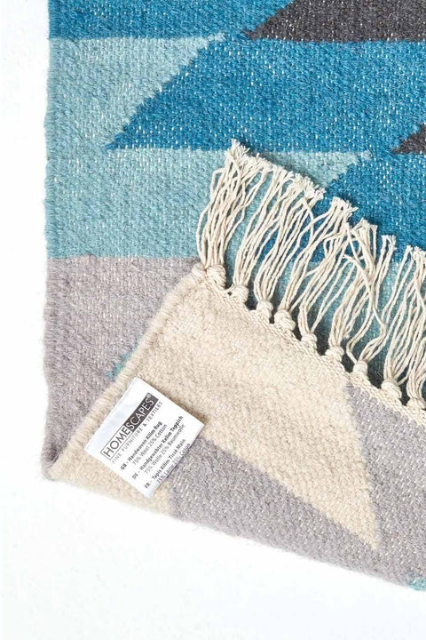 Homescapes Helsinki Handwoven Geometric Pattern Kilim Wool Rug