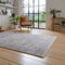 Traditional Abstract Bordered Blue Stain-Resistant Rug