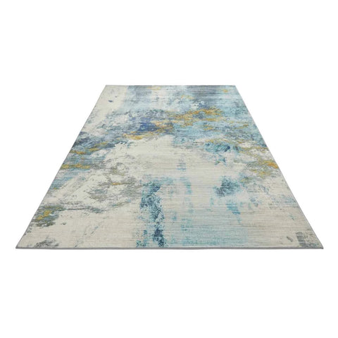 Concept Looms Lux Washable Abstract Blue Gold Rug