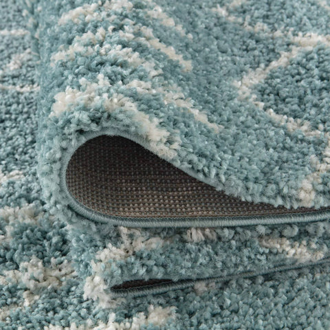 The Rugs Moroccan Duck Egg Blue Shaggy Living Room Rug