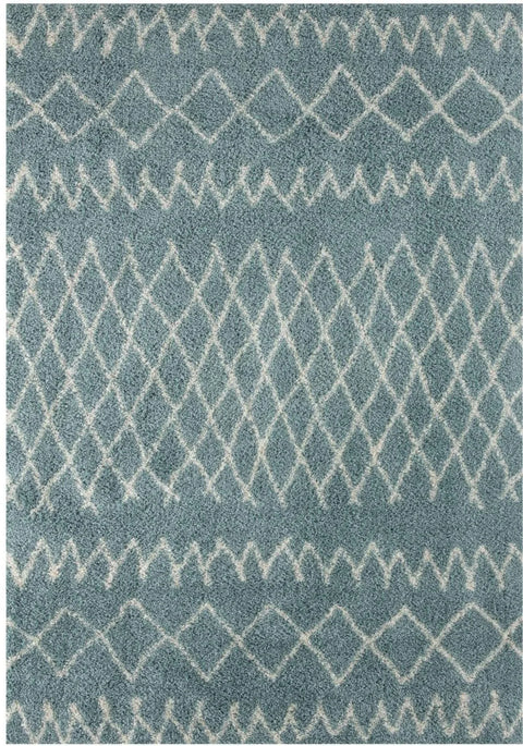 The Rugs Moroccan Duck Egg Blue Shaggy Living Room Rug