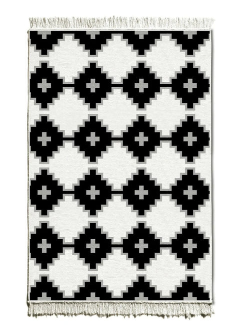 Rozi Blanc and Noir Kilim Rug